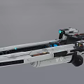 High Tech Futuristic Weapon With Long Barrel Mechanical Parts And Optical Sight