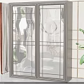 Modern Sliding Glass Door Wardrobe Interior With Hanging Clothes And Potted Plant