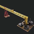 Industrial Crane Featuring Yellow Red Structure Long Arm And Mobile Wheels