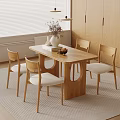 Nordic style dining table and chair combination 3d model