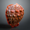 Shell Shaped Decorative Ornament Set With Orange White Striped Textured Design For Home Decor