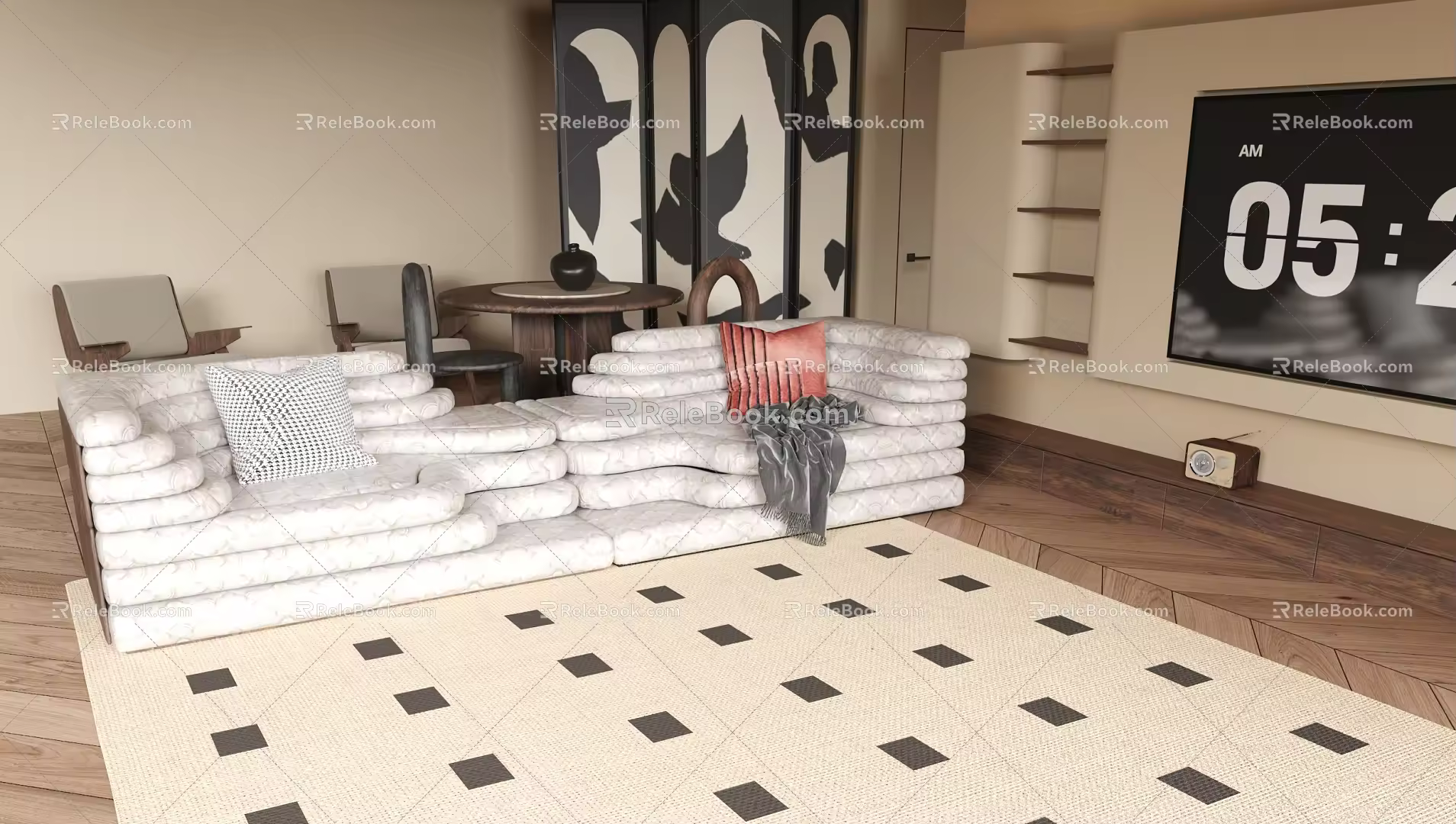 Special-Shaped Sofa Single Sofa Screen TV Dining Table 3d model