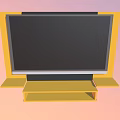 Stylish Yellow Frame TV with Functional TV Stand and Storage Shelves
