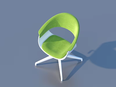 Modern Green Upholstered Leisure Chair With White Metal Frame And Curved Armrest Design 3d model