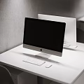 Modern Public Office Workspace With Long Desks Computers And Minimalist Design