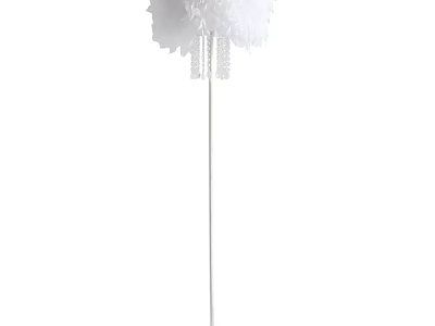 Stylish White Feather Shade Floor Lamp With Tassel Details And Metal Stand 3d model