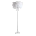 Stylish White Feather Shade Floor Lamp With Tassel Details And Metal Stand