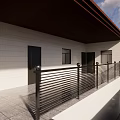 Modern Detached Villa With Orange Roof White Gray Walls Balcony And Front Porch