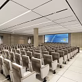 Modern Conference Room Interior With Spacious Layout Neatly Arranged Seats And Large Screen