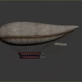Classic Vintage Airship With Large Fabric Balloon Red Gondola And Ropes