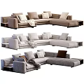 Modern Sectional Sofa Design With L Shaped Seating Multiple Cushions And Comfortable Fabric 3d model
