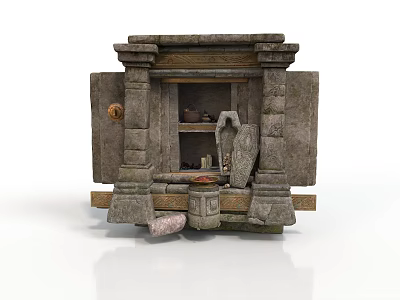 Intricate Artistic Stone Sculpture Carving Design With Decorative Miniature Structure Details 3d model
