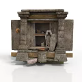 Intricate Artistic Stone Sculpture Carving Design With Decorative Miniature Structure Details