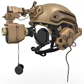 Tactical Military Helmet With Night Vision Device And Communication Headset 3d model