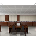 Modern Courtroom Interior With Wooden Furnishings And Layout