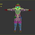 Game Movie Warrior Character With Metallic Armor 3D Model And Outstretched Arms Design