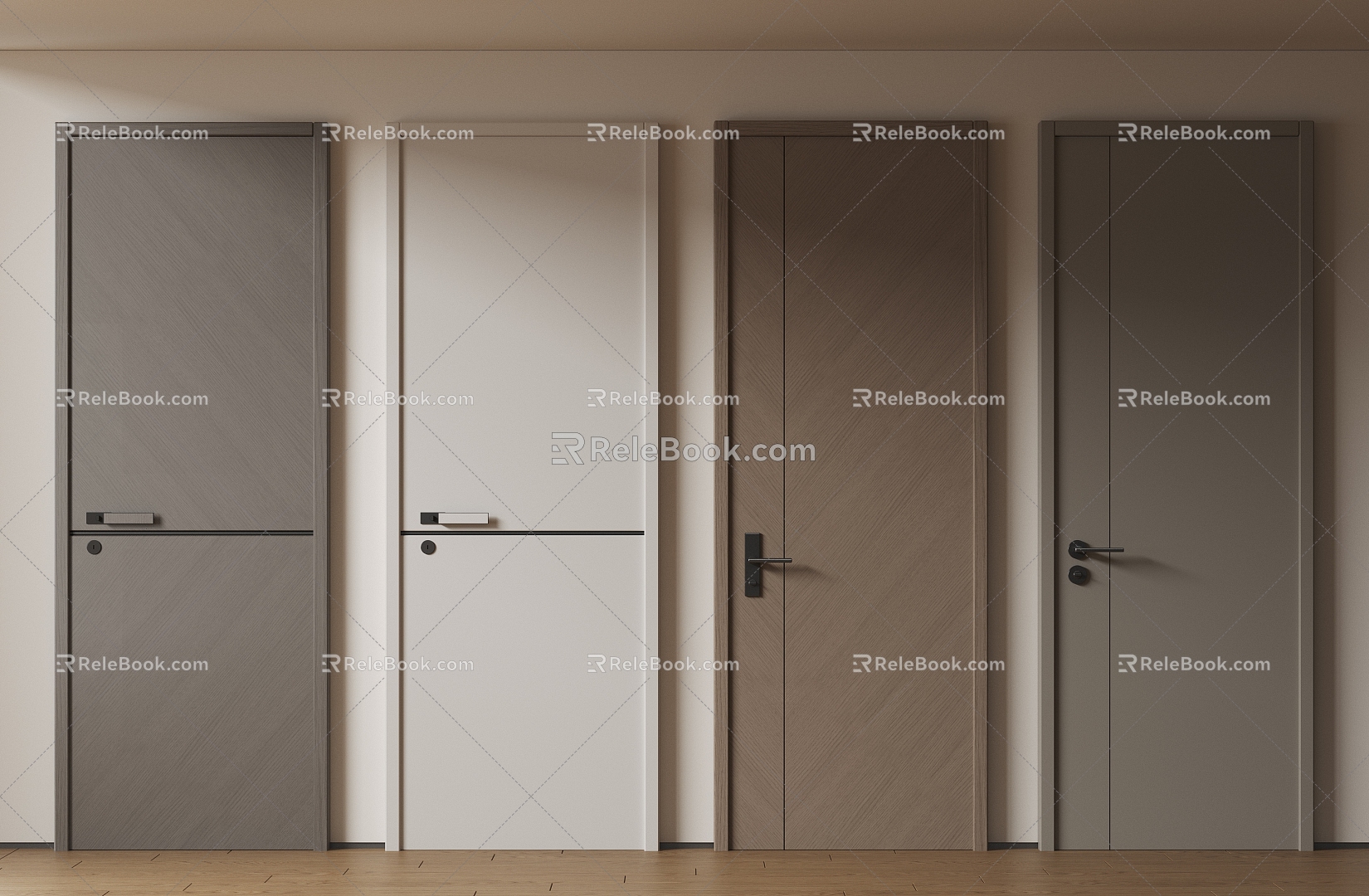 Modern Minimalist Single Door Room Door Bedroom Door Handler Door Flat Door Top Solid Wooden Door Kitchen Toilet Door Swing Door 3d model