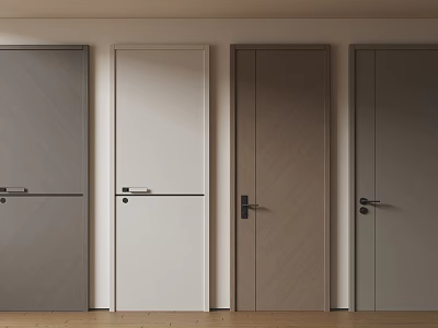Modern Hinged Doors With Various Color Options And Wood Grain Texture Design 3d model