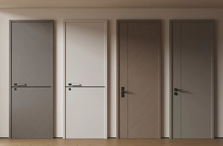 Modern Minimalist Single Door Room Door Bedroom Door Handler Door Flat Door Top Solid Wooden Door Kitchen Toilet Door Swing Door 3d model