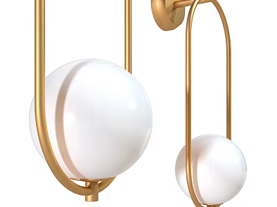 Elegant Modern Wall Sconce With Golden Metal Frame And White Globe Shade 3d model