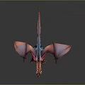 Red Mythical Dragon With Detailed Wings In 3D Rendered Standing Pose