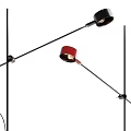 Modern Floor Lamp With Round Shade Black Red Color Stylish Design