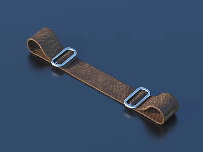 Durable Brown Leather Strap With Silver Metal Buckles For Daily Use 3d model