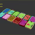 Display Shelves Featuring Organized Black Food Containers With Various Meals Vegetables Meat And Rice