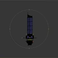 Detailed Spacecraft Model Featuring Blue Solar Panels Antenna And Base Structure