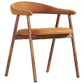 Modern Single Chair With Wooden Legs And White Cushioned Seat And Armrests