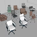 Various Modern Office Chairs In Different Colors With Wheels And Ergonomic Design