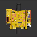 Detailed Yellow Industrial Mechanical Structure With Black Top Component And Red Control Elements 3d model