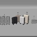 Assorted Colored Wheeled Luggage Collection With Various Sizes And Trolley Designs