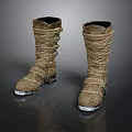 Brown High Top Boots With Lace Up Design Silver Sole Practical Daily Wear