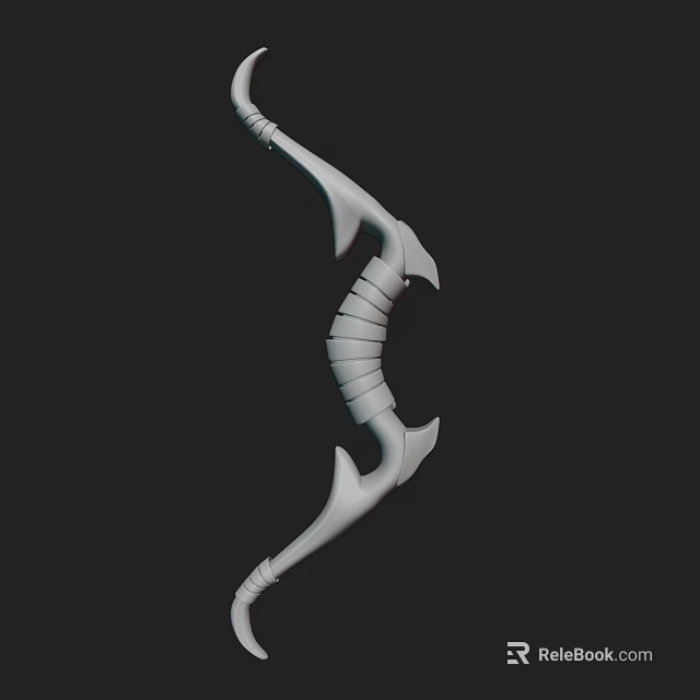 White Decorative Bow Weapon With Unique Curved Design And Spiral Patterns 3d model