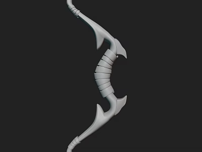 White Decorative Bow Weapon With Unique Curved Design And Spiral Patterns 3d model