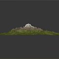 3D Terrain Model With Green Grass Covered Mountain And White Peak