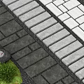 Garden Stepping Stones Path With Gray Stone Slabs And Gravel Fill
