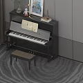 Elegant Black Piano With Painting And Decorative Items In Modern Room
