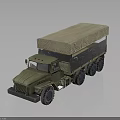 Olive Green Military Truck With Canvas Covered Cargo Bed And Multi Wheel Design