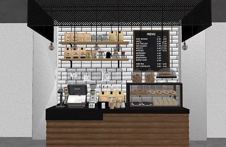 Industrial LOFT Cashier Cafe 3d model