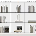 Books and Magazines Neatly Arranged on Modern Minimalist Multi Compartment Shelf with Various Colored Spines