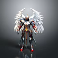 Angelic Warrior Character With White Wings And Divine Silver Gold Armor