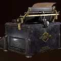 Vintage Office Appliance Antique Typewriter Featuring Paper Scroll And London Brand Design