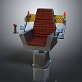 Modern Recliner Chair Design With Red Patterned Cushion Metal Armrests And Controls