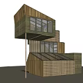 Modern Detached House With Wooden Exterior Large Glass Windows And Layered Structure
