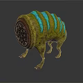 Unusual Plant with Yellow Green Stripes Blue Glowing Parts and Leg Like Base