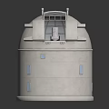 White Dome Observatory Building With Cylindrical Base Small Windows And Observation Opening 3d model