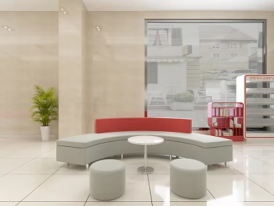 Modern Sofa Coffee Table Combination Commercial Public Bank Sofa Coffee Table Stool 3d model