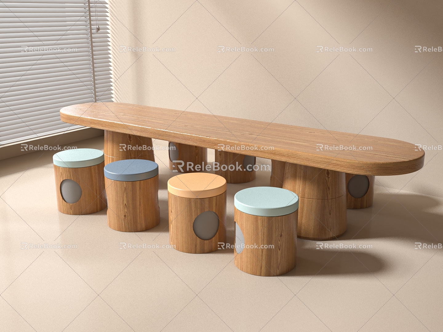 Modern children's table and chair combination 3d model